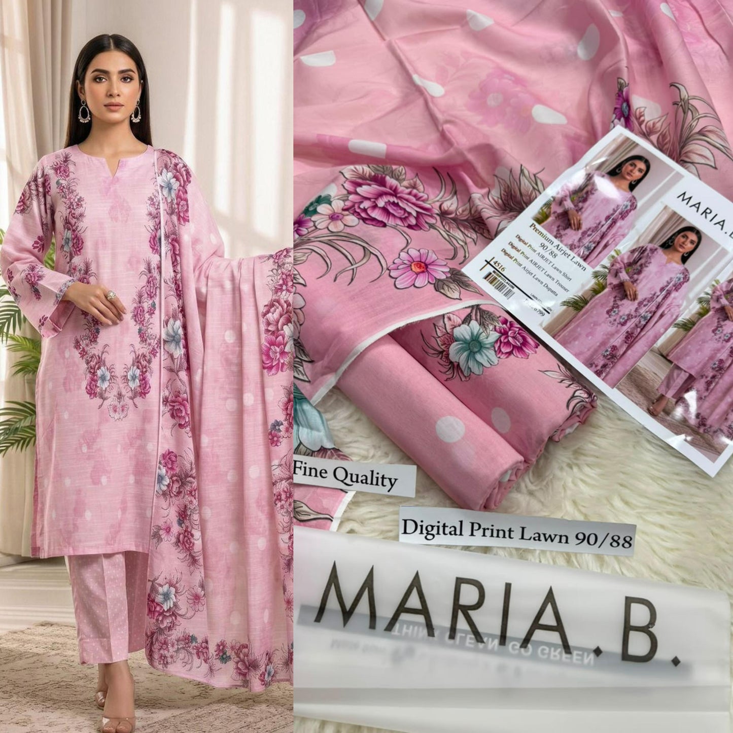 MARIA B PREMIUM DIGITAL PRINT AIRJET LAWN 90/88 VOLUME AIRJET LAWN 90/88 DIGITAL PRINT