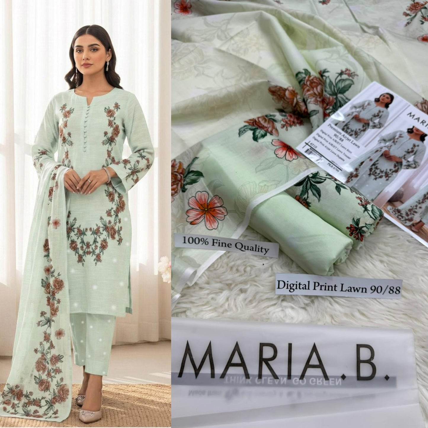 MARIA B PREMIUM DIGITAL PRINT AIRJET LAWN 90/88 VOLUME AIRJET LAWN 90/88 DIGITAL PRINT